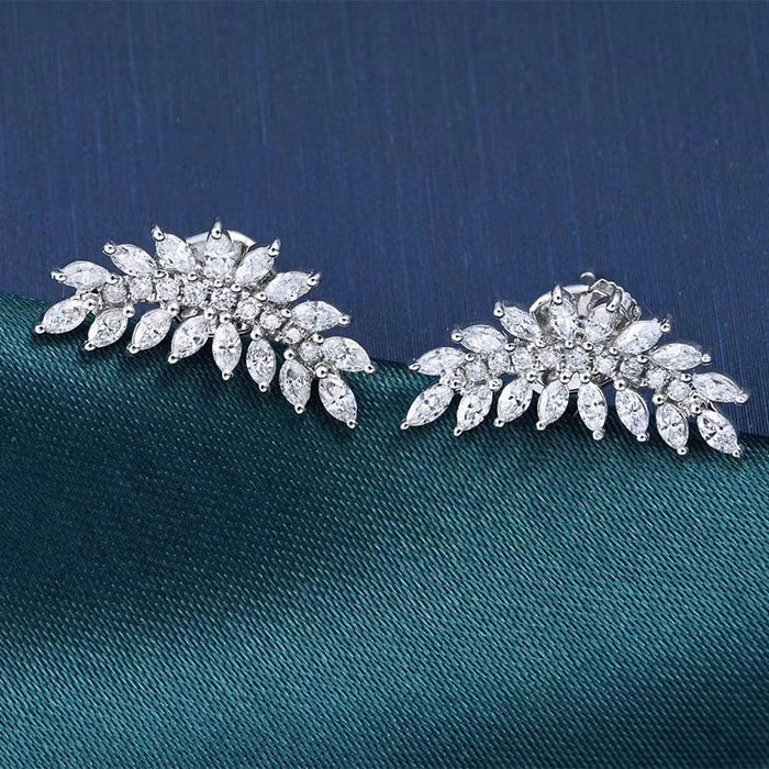 Creative Fashion Leaf Shaped Copper Earrings For Women Celebrity Street Style Studs