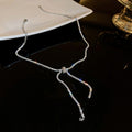 Copper Zircon Bow Necklace Adjustable Pull Choker Minimalist Light Luxury Collarbone Jewelry view 2