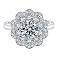 Eight Hearts Eight Arrows Double Layer Flower Simulated Moissanite Zircon Ring For Women view 4