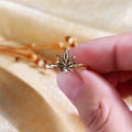 Exquisite Maple Leaf Pinky Ring For Women, Copper Platinum Plated Blackened Finish Jewelry view 4