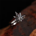 Exquisite Maple Leaf Pinky Ring For Women, Copper Platinum Plated Blackened Finish Jewelry view 1