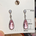 9x20mm Pink Teardrop Zircon Inlaid Earrings For Girls Elegant Drop Earring Gift view 5