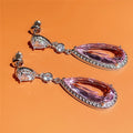 9x20mm Pink Teardrop Zircon Inlaid Earrings For Girls Elegant Drop Earring Gift view 4