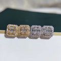 Light Luxury T Square Rock Candy Zircon Stud Earrings For Women, Fine Valentine Gift Jewelry view 2