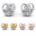 Korean Japanese Style Interlocking Heart Stud Earrings For Women Simple Rhinestone Ear Jewelry view 4