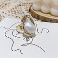 Irregular Geometric Pearl Adjustable Open Ring For Women view 2