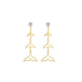 Elegant Silver Alloy Mermaid Tail Tassel Drop Studs With Rhinestone Crystal Hollow Charm Earrings view 5