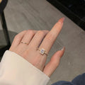 Korean Zircon Square Adjustable Open Ring For Women view 3