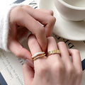 Zircon Rectangle Spliced Adjustable Open Ring For Women view 2