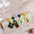 Alloy Enamel Traffic Light Road Sign Long Drop Stud Earrings view 1