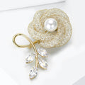 Alloy Pearl Hollow Flower Brooch Pin For Suits And Cardigans view 3