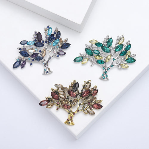 Alloy Rhinestone Money Tree Brooch For Luxury Coat Decoration