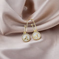 Luxury Round Rhinestone Pattern Long Tassel Alloy Stud Earrings For Women Elegant Gold Plated Earrings view 3