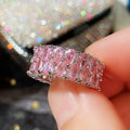 Luxury Double Row Teardrop Zircon Ring For Women, Full Stone Couple Finger Jewelry view 7