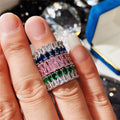 Luxury Double Row Teardrop Zircon Ring For Women, Full Stone Couple Finger Jewelry view 3