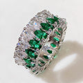 Luxury Double Row Teardrop Zircon Ring For Women, Full Stone Couple Finger Jewelry view 1