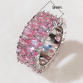 Luxury Double Row Teardrop Zircon Ring For Women, Full Stone Couple Finger Jewelry view 5