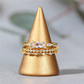 Japanese Fresh Copper Gold Plated Simulated Zircon Index Finger Ring Anniversary Jewelry view 2