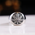 European American Vintage Maple Leaf Shape Ring, Street Hip Hop Fashion Men Jewelry view 2