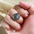 European American Vintage Maple Leaf Shape Ring, Street Hip Hop Fashion Men Jewelry view 3