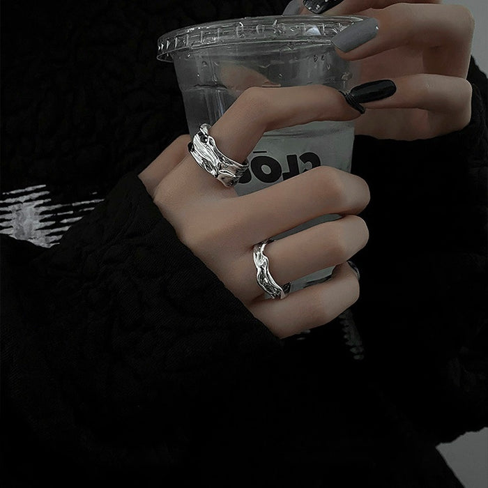 Irregular Geometric Baroque Open Ring Set For Women