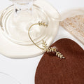 Elegant Rhinestone Olive Branch Ear Cuff Studs With Back Hanging Tassel Leaf Climber Earrings view 2