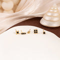 Elegant Korean Style Black Rhinestone Geometric Diamond Flower Gold Alloy Mismatched Stud Set Earrings view 4