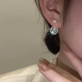Gold Plated Copper Pearl Zircon Mesh Hoop Earrings With Silver Pins For Fashion OL Women view 3