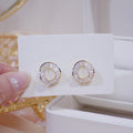 Light Luxury Irregular Geometric Round Zircon Stud Earrings Simple Fashion Jewelry view 2