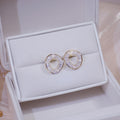 Light Luxury Irregular Geometric Round Zircon Stud Earrings Simple Fashion Jewelry view 3