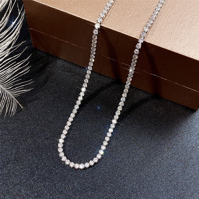 European Fashion Versatile AAA Zircon White Gold Color Necklace Choker For Women