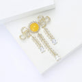 Copper Zircon Palace Tassel Brooch Pin For Elegant Apparel view 4