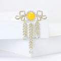 Copper Zircon Palace Tassel Brooch Pin For Elegant Apparel view 2
