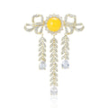 Copper Zircon Palace Tassel Brooch Pin For Elegant Apparel view 1