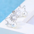 Sunflower Faux Pearl Ear Clips For Women, Delicate Zircon Stud Earrings Celebrity Style view 2