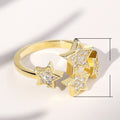 Korean Sweet Star Ring For Women, Full Rhinestone Open Five Point Star Adjustable Student Jewelry view 5
