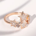 Korean Sweet Star Ring For Women, Full Rhinestone Open Five Point Star Adjustable Student Jewelry view 4