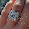 Platinum Plated Geometric Square Simulated Diamond Ring European Double Layer Sparkling Zircon Ring view 4