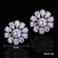 Snowflake Stud Earrings With Sparkling Teardrop Flower Zircon, Crystal Elegant Earrings For Women view 3