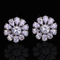 Snowflake Stud Earrings With Sparkling Teardrop Flower Zircon, Crystal Elegant Earrings For Women view 1