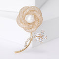 Alloy Pearl Rhinestone Hollow Rose Brooch For Coat And Cardigan view 2