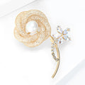 Alloy Pearl Rhinestone Hollow Rose Brooch For Coat And Cardigan view 4