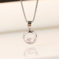 Korean Minimalist Half Round Clear Spring Zircon Pendant Necklace For Women, Fresh Jewelry view 3
