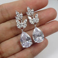 Luxury Pear Shaped Cubic Zirconia Drop Earrings For Bridal Wedding Banquet Jewelry view 1