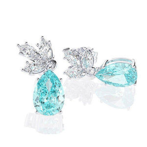 Light Blue Pear Teardrop Gemstone Drop Earrings For Women Elegant Color Stone Jewelry
