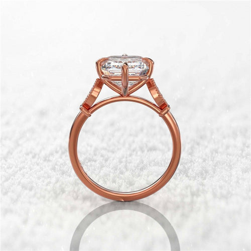 Classic Four Prong Rose Gold Zircon Ring, Romantic Valentine Gift Accessory For Women