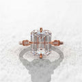 Classic Four Prong Rose Gold Zircon Ring, Romantic Valentine Gift Accessory For Women view 4