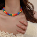 Candy Color Acrylic Heart Pendant Necklace Korean Minimalist Fashion Collarbone Choker view 1