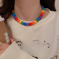Candy Color Acrylic Heart Pendant Necklace Korean Minimalist Fashion Collarbone Choker view 3