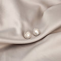Luxury Vintage Oval Crystal Rhinestone Halo Studs Elegant Court Style Alloy Silver Needle Earrings view 3